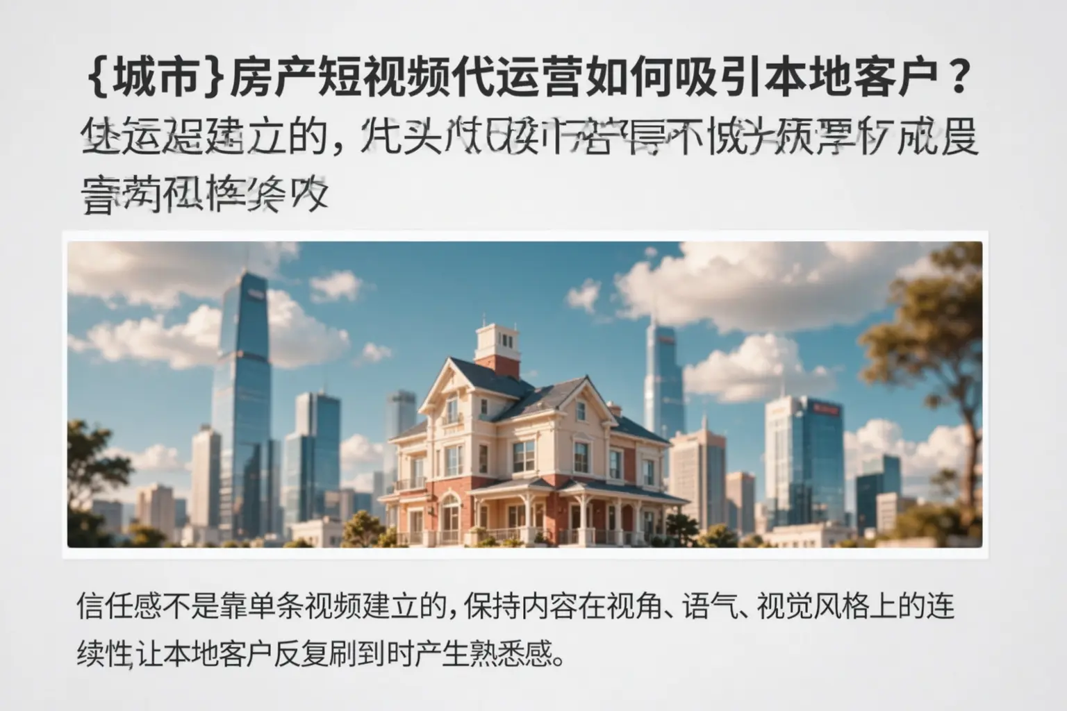 肥乡房产短视频代运营如何吸引本地客户？
